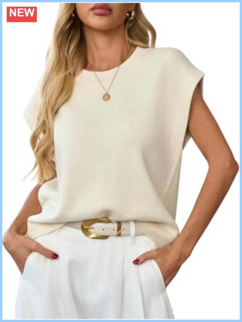Women's Knit Sweater Vest Sleeveless Cap Sleeve Business Casual Crew Neck